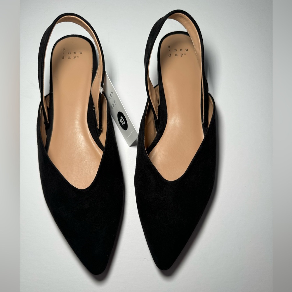 A New Day new with tags black “suede” sling backs